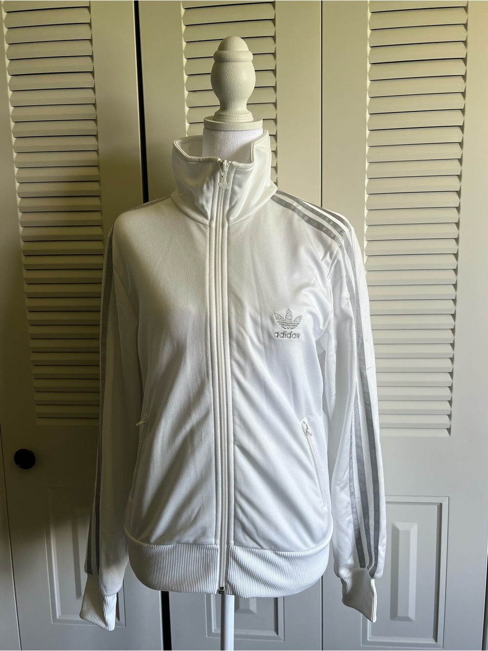 Adidas White Track Suit Jacket - Size Medium - Like New